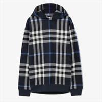 Burberry -Check Cotton Jacquard Hoodie - White/ Dark Blue - XL Regular