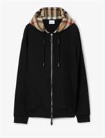 Burberry Check Hood Cotton Zip Hoodie - Black - XL Regular