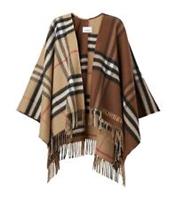 BURBERRY Contrast Check Logo Cape Wool Cashmere Season 2024/25 RRP £890 NEW TAGS - One Size Regular