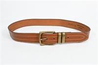 Vintage Burberry Belt brown Leather Stitched 1990s Size 33" - 34" Waist - 33" - 34" Regular