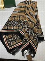 Burberry Genuine Wool mix Silk Snake Stripe Square Scarf RP 375 NEW