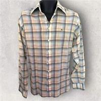 Burberry Blue Yellow 100% Cotton Long Sleeve Check Shirt Appr XL 15.5" 44" Chest - XL Regular