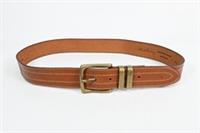 Vintage Burberry Belt brown Leather Stitched 1990s Size 33" - 34" Waist - 33" - 34" Regular