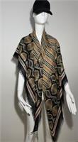 Burberry Genuine Wool mix Silk Snake Stripe Square Scarf RP 375 NEW