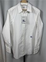 Burberry Shirt Mens 17 43 XL White Cotton Equestrian Knight Logo BNWT Made Italy - XL Regular