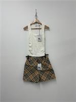 Burberry Two Piece Set Vintage Check Shorts UK 10 White Tank Top Small - S Regular