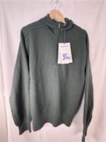 BNWT Burberry 8075881 Wool Half-Zip Hoodie Vine Green Jumper Pullover Size M - M Regular