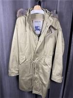 NWT Burberry Hunter Green Cotton Parka Jacket Faux Fur Hood Size XS 8079197 - XS Plus