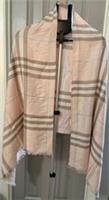 Vintage Burberry London 100% Cashmere Scarf Pink Check Made in Scotland NWOT