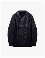 New BURBERRY PRORSUM Sangria Mens Double Breasted Leather Peacoat - 54 Regular