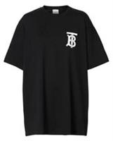 Burberry label Men's Tb Emerson Oversized Logo T-shirt Black Cotton Size Small ! - S Regular