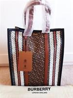 BNWT Burberry Monogram Bridle Stripe E-canvas Portrait Tote Bag In Brown rrp£893