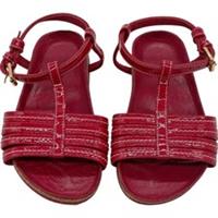 Burberry Girls Red Leather Sandals with Buckle Ankle Strap Size 24