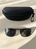 Burberry B 3065 1008/87 Polished Gunmetal Sunglasses Rectangle Half Rim w/ Case