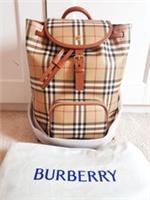 New Burberry Unisex Briar Brown Beige Leather Tartan Check Backpack rrp £1490