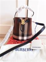 BNWT Burberry Women's Mini Check Dark Birch Brown Monogram Bucket Bag £1050