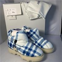 Burberry Check Pillow Boots Blue White - Size UK 8 100% Genuine