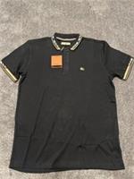 Burberry Brit Polo Shirt Men 2XL Black Pique Cotton Embroidered Logo Twin Tipped - 2XL Regular