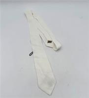 Burberry Uniform Silk Rich Tie White Embroidered Front Logo 52" NEW F2