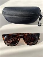 Burberry Polished Dark Tortoise Square Sunglasses Leopard Print Frame Lenses