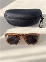 Burberry Transparent Brown Sunglasses Large Square Full Rim Frame w/ Case
