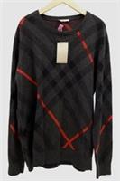 BURBERRY Charcoal Grey Checked 100% Cotton Crew Neck Sweater Size XXLARGE BNWT - 2XL Regular