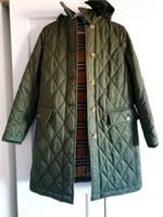 Burberry London Women's Mid-length Quilted Khaki Olive Car Coat Size XS £1295 - XS Regular