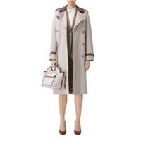Burberry Women's Coat UK 10 Cream Cotton with Leather Trench Coat New with tags