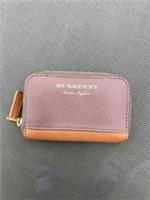 Burberry Womens Brown Two-Tone Leather Wallet Small Card Holder Coin Purse