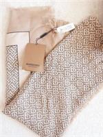 New Burberry London TB Monogram Pale Camel Lightweight Cashmere Scarf 200x100