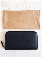 Brand New Burberry Porter Black Logo Leather Continental Long Zipped Wallet