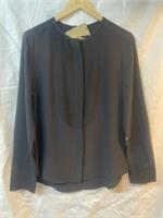 Burberry Brit Bib Front Blouse with Pleats Black Size L Black New with Tags - L Regular