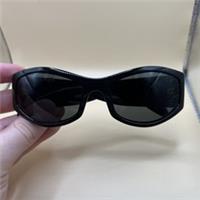 Burberry Womens Black Thick Frame Grey Lens Rectangular Oval Sunglasses
