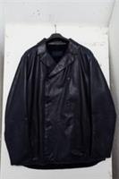 New BURBERRY PRORSUM Sangria Mens Double Breasted Leather Peacoat - IT 54 Regular