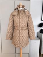 Burberry Womens Hemingfield Camel Quilted Belted Hooded Coat Size Medium NWT