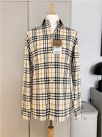 Burberry Shefford Mens Modern Beige Check Shirt Size Medium NWT
