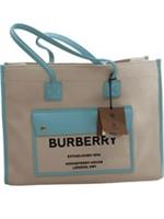 Burberry Women's Bag Cream Cotton with Leather Tote New with tags