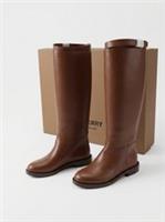 New Burberry Brown Leather TB Monogram Knee High Boots UK 3 / US 6 / EU 36