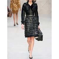 Burberry Women's Coat S Black Animal Fur with Leather Overcoat New with tags