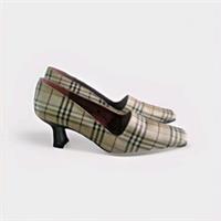 Burberry Vintage Court Shoes UK 4 Gold/Beige Check Unworn