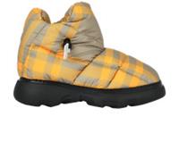 Burberry Check Moon Boots Taupe Yellow Nylon Mens 6
