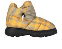 Burberry Check Moon Boots Taupe Yellow Nylon Mens 6
