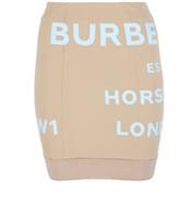 Burberry Logo Print Mini Skirt Womens 6 Beige Blue Nylon