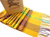BURBERRY Mens Yellow & Green 100% CASHMERE LUXURY SCARF - 72in x 12in - RRP £495