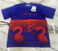 Burberry Swan Print Crew Neck T-Shirt Size Large Blue Red - L Regular