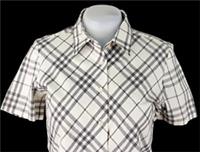 BURBERRY LONDON Womans Grey Check S/S EVENING SHIRT Stretch - M - RRP £325 - M Regular