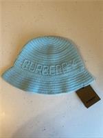 Burberry Crochet Bucket Hat Size Medium Bright Topaz Blue