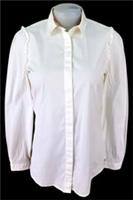 BURBERRY BRIT Womans Off White L/S RUFFLED EVENING SHIRT Stretch - S- UK8 - &pound;185 - S Regular