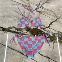 Burberry Crochet Technical Cotton Bikini Size SP Small Petite Blue Pink