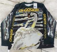 Burberry Swan Print Long Sleeve T-Shirt Size Large Vine Green IP Pattern - L Regular